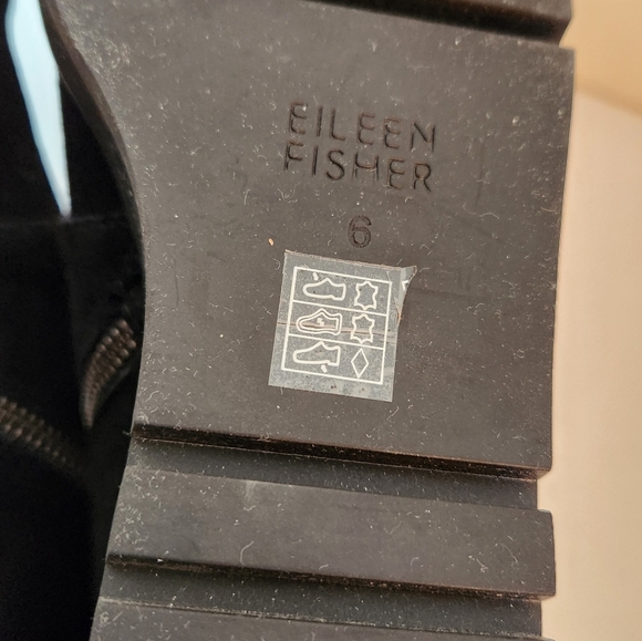 Eileen Fisher Tinker Black Suede Wedge Heel Boots Size 6 - Picture 7 of 8